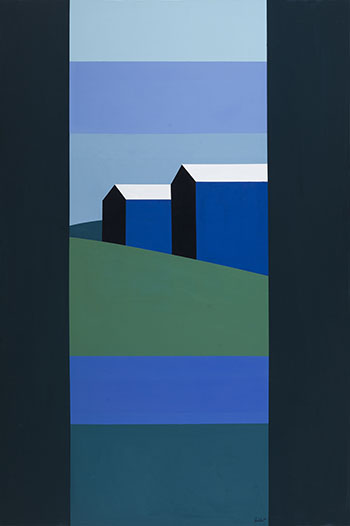 Two Barns, Oro by Charles Pachter