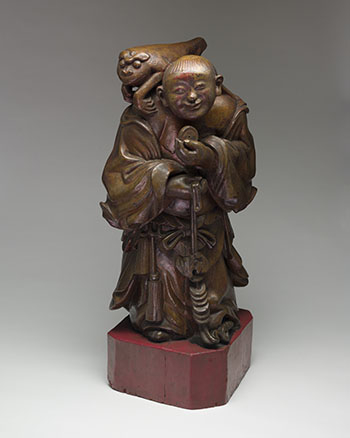 Large Chinese Lacquered Wood Figure of Liu Hai, 19th Century by  Chinese Art