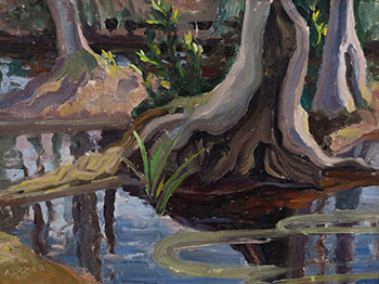 Forest Pool with Tree Roots par Arthur Lismer