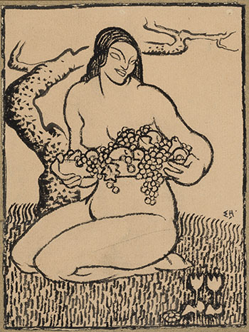 Woman with Basket of Fruit by Edwin Headley Holgate