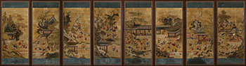 A Rare Set of Eight Korean 'Hundred Boys' Panels, Joseon Period, 19th Century par  Korean Art