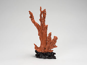 A Large Chinese Coral Carved Figural Group, Late Qing Dynasty par  Chinese Art