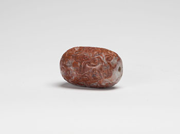 A Large Chinese Mottled Russet Carved Archaistic Bead, Qing Dynasty par  Chinese Art
