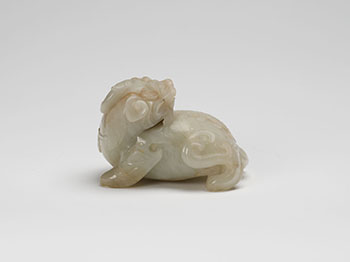 A Chinese White Jade Carved Bixie, 17th Century par  Chinese Art