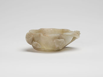 A Chinese Mottled Pale Celadon Jade Lotus Cup, 17th Century par  Chinese Art