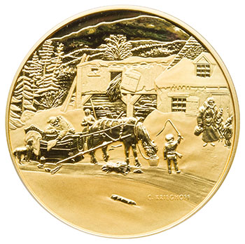 Elizabeth II Gold Proof 200 Dollars 2001, “The Habitant Farm – Cornelius Krieghoff” by  Canada