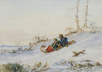 Winter Toboganning by Cornelius David Krieghoff