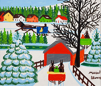 Covered Bridge in Winter by Maud Lewis