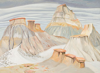 Badlands with Temple and Mushrooms by Doris Jean McCarthy