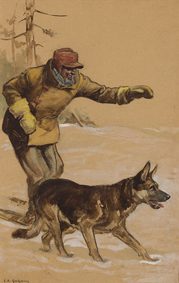 Trapper with His Dog by Clarence Alphonse Gagnon
