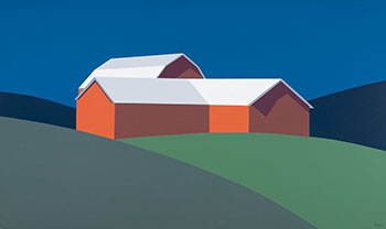 Red Barn White Roof by Charles Pachter