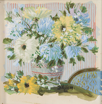 Nature morte aux fleurs bleues et jaunes by Jean-Philippe Dallaire