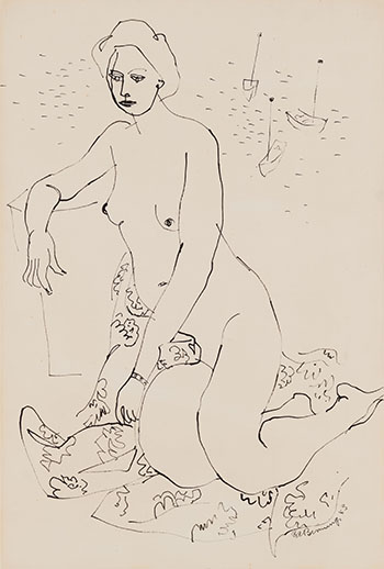 Female Nude, Figure Seated par Bertram Charles (B.C.) Binning