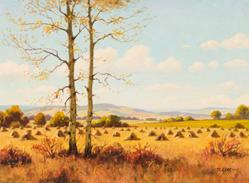 Haystacks in a Field by Roland Gissing