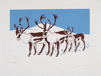 Untitled (Two Caribou with Young One) by Henry Evaluardjuk
