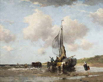 A Fishing Boat at Low Tide by Johan Frederik Scherrewitz