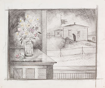 Sketch for Aunt Gerti Hann Home in Wesleyville by David Lloyd Blackwood