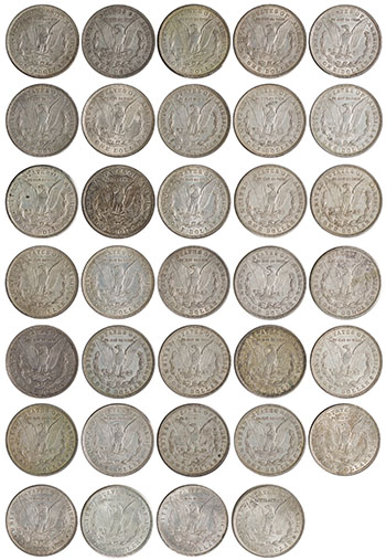 Lot of 34 USA Silver “Morgan” Dollars – Assorted Years and Mint Marks by  USA