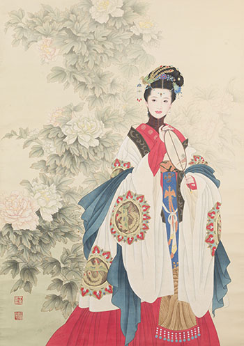 Beauty with Fan by Attributed to Wang Meifang