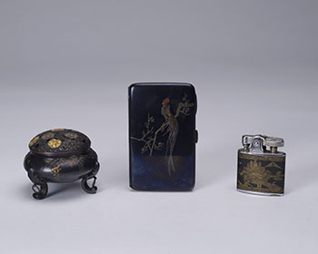 Three Japanese Kyoto School Mixed Metal Objects, Meiji Period, Late 19th Century by  Japanese Art