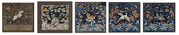 Five Chinese Silk Embroidered Rank Badges, Late Qing Dynasty by  Chinese Art