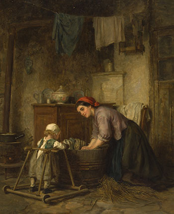 Washing Day - Helping Mother par Pierre Edouard Frere