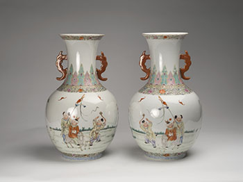 A Pair of Chinese Famille Rose 'Boys' Vases, Republican Period, Circa 1920 by  Chinese Art