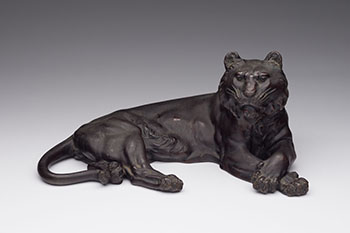 A Large Patinated Bronze Okimono of a Tiger, Signed, Meiji Period (1868-1912) by  Japanese Art