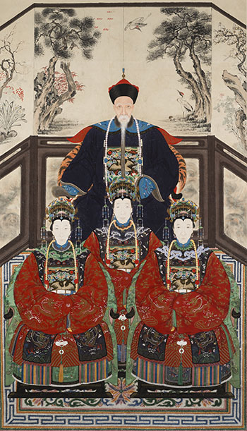 A Large and Finely Painted Chinese Ancestral Portrait Painting, Late 19th Century by  Chinese Art