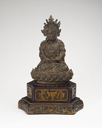 A Chinese Bronze Seated Figure of a Crowned Buddha, Ming Dynasty, 16th/17th Century by  Chinese Art