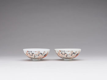 A Pair of Unusual Chinese Famille Rose ‘Lohans’ Bowls, Juren Tang Mark, Republican Period by  Chinese Art