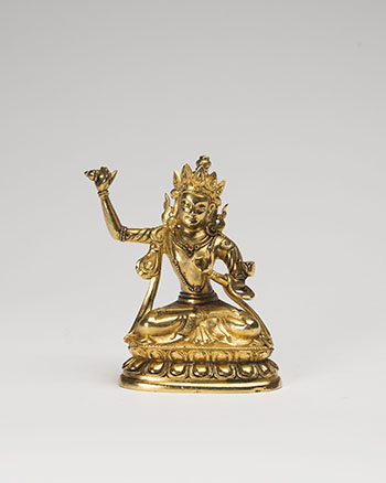 A Sino-Tibetan Gilt Bronze Seated Figure of Manjushri, 17th/18th Century by  Chinese Art