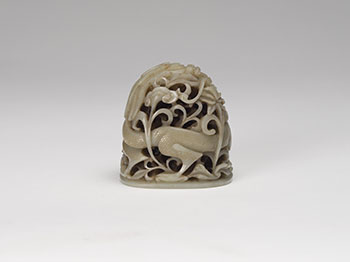 A Chinese Pale Celadon Jade 'Dragon' Finial, Ming Dynasty (1368 - 1644) by  Chinese Art