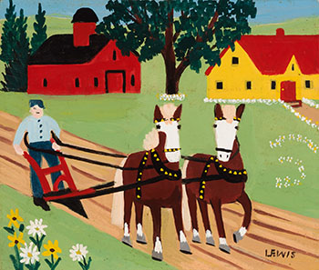 Two Horses Ploughing par Maud Lewis