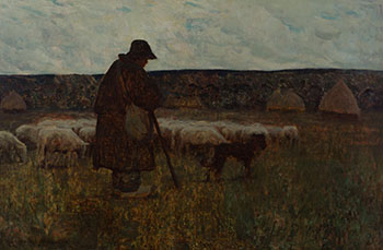 Le berger et ses moutons par Clarence Alphonse Gagnon