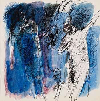 Untitled (Figures in Blue) par Betty Roodish Goodwin