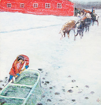 Watering the Cattle in Winter par William Kurelek