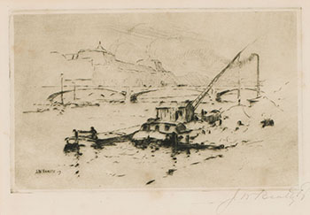 River With Barge by John William (J.W.) Beatty