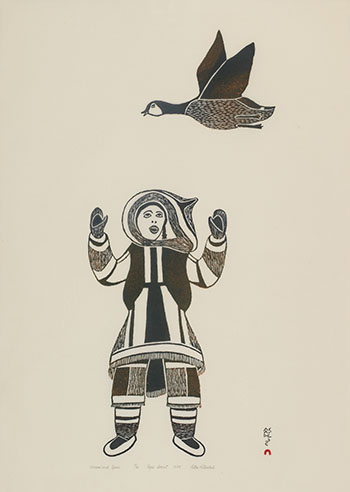 Woman and Goose par Peter Pitseolak