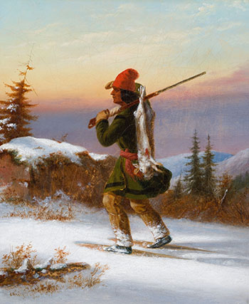 Indian Hunter in Snowshoes par Cornelius David Krieghoff