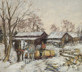 At the Sawmill by Berthe Des Clayes