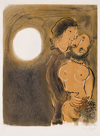 Couple en ocre by Marc Chagall