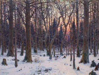 Winter Woodland Scene at Sunset, Arthabaska par Marc-Aurèle de Foy Suzor-Coté