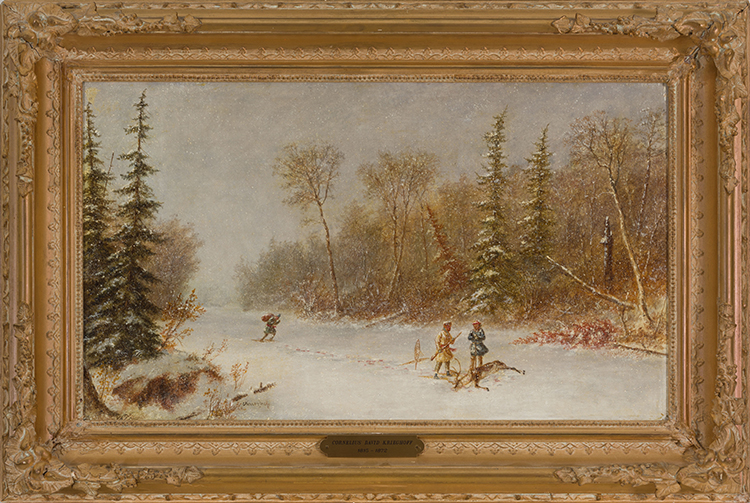 Caribou Hunters in a Winter Snow Storm par Cornelius David Krieghoff