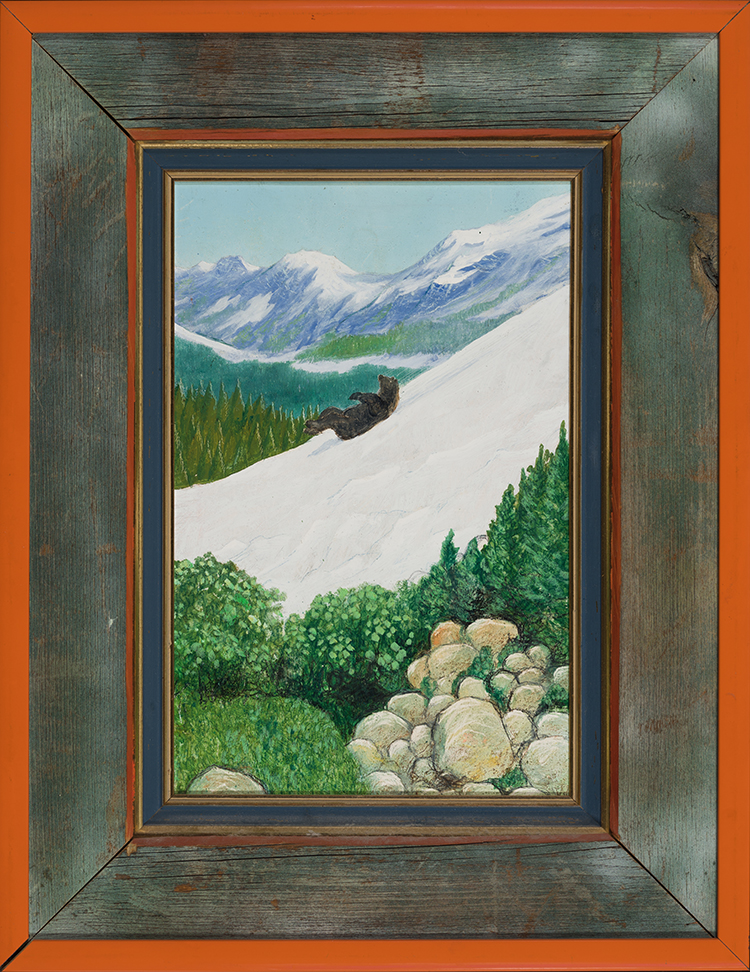Grizzly Sliding Down Glacier par William Kurelek