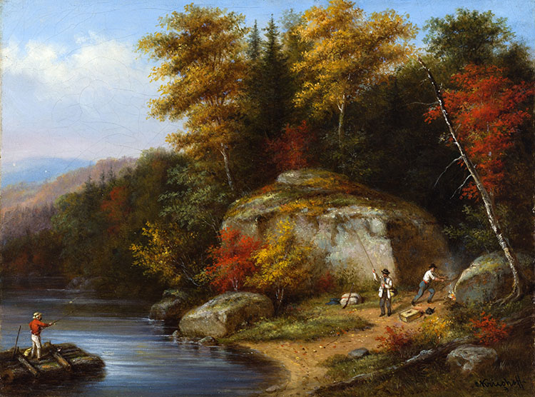 Anglers at the Big Rock par Cornelius David Krieghoff