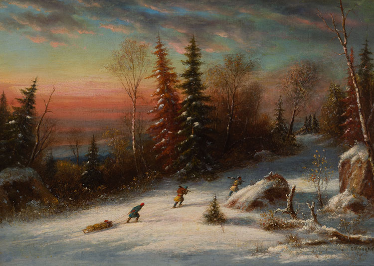 Indian Hunters in a Winter Landscape par Cornelius David Krieghoff