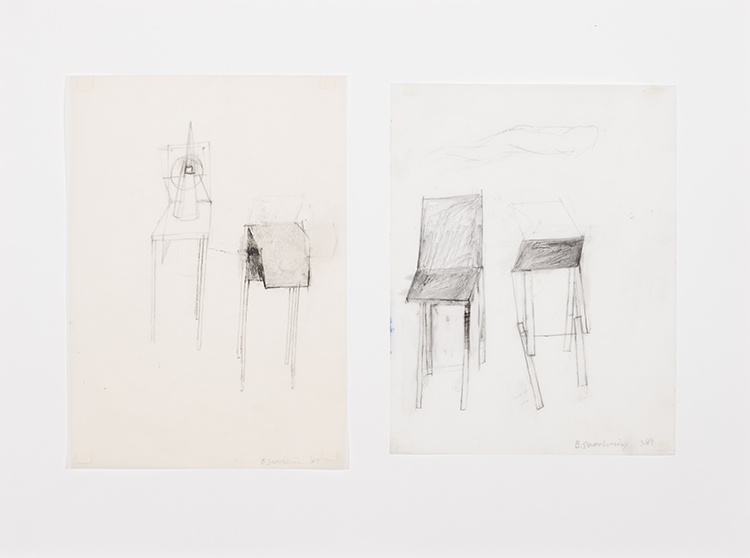 Diptych with chairs par Betty Roodish Goodwin