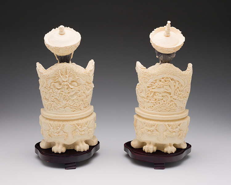 A Set of Large Chinese Ivory Carved King and Queen Figures by  Chinese Art