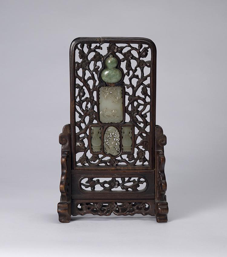 A Chinese Jade Inlay Rosewood Table Screen and Stand, Early 20th Century by  Chinese Art